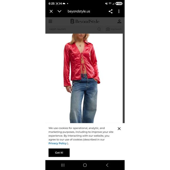 Free People Star Eyes Crinkle Satin Top Small NWOT - Picture 3 of 4